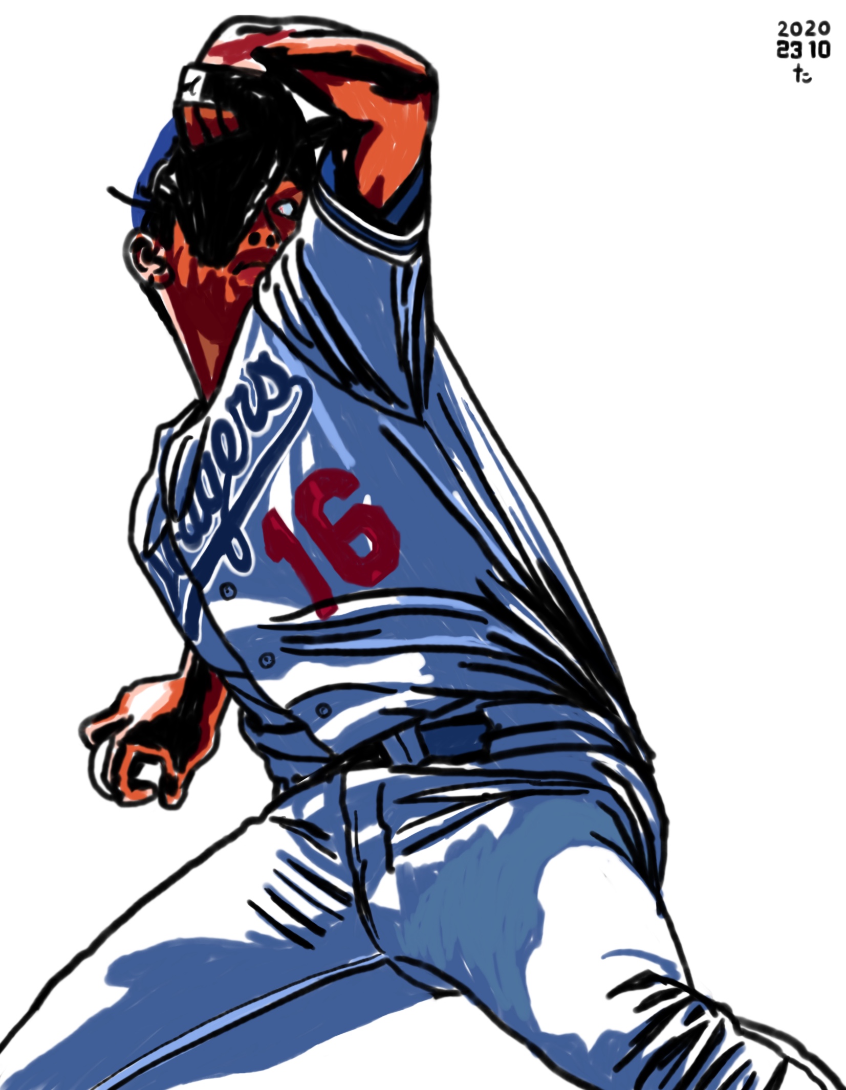 illustration of Los Angeles Dodgers Hideo Nomo's Tornado Pitch