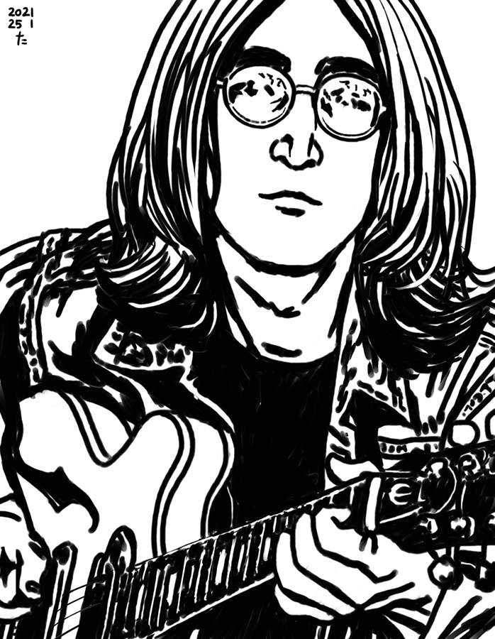 Illustration of John Lennon playng the guitar