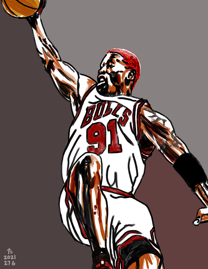 Illustration of Dennis Rodman of Bulles