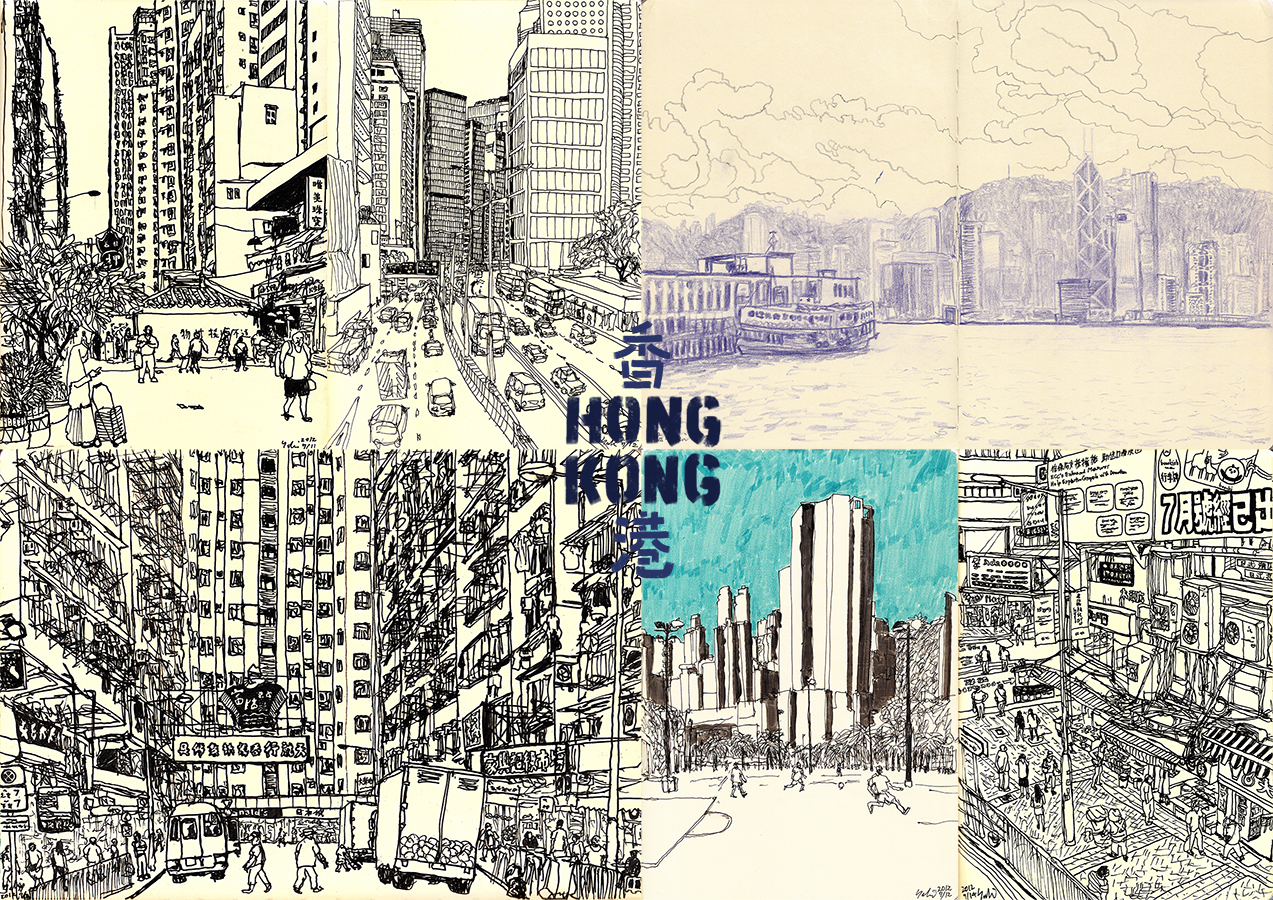 drawings of Hong Kong by Takayuki Maejima