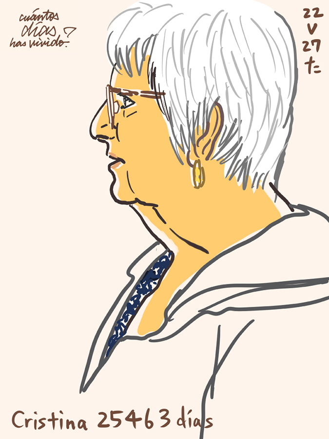 Portrait in profile drawn live on iPad