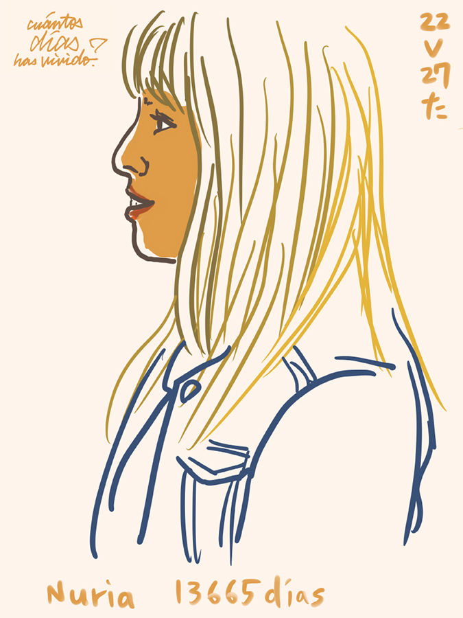 Portrait in profile drawn live on iPad
